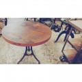 Round Reclaimed Fir Bistro Table with Old Iron Base